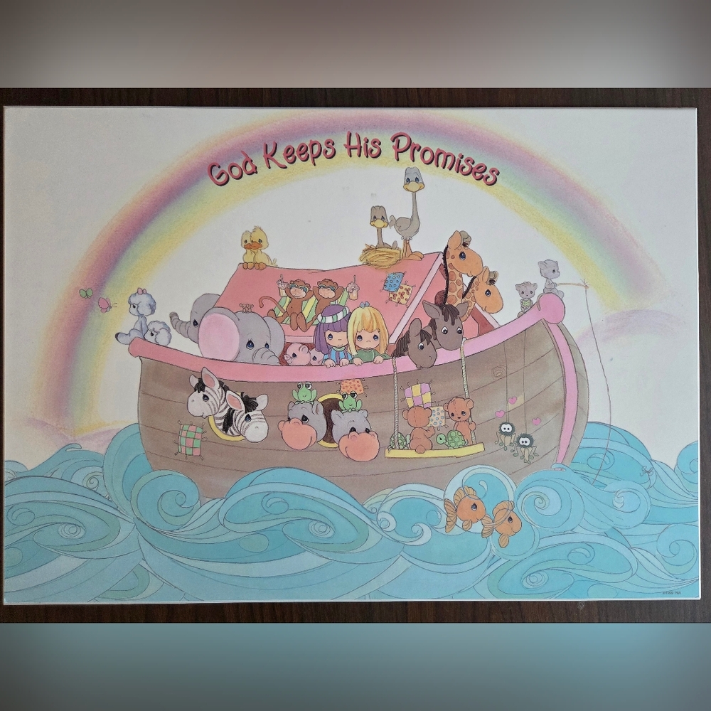 Vintage Precious Moments Noahs Ark Large Wall Art/ Plaque - Collectible Nursery